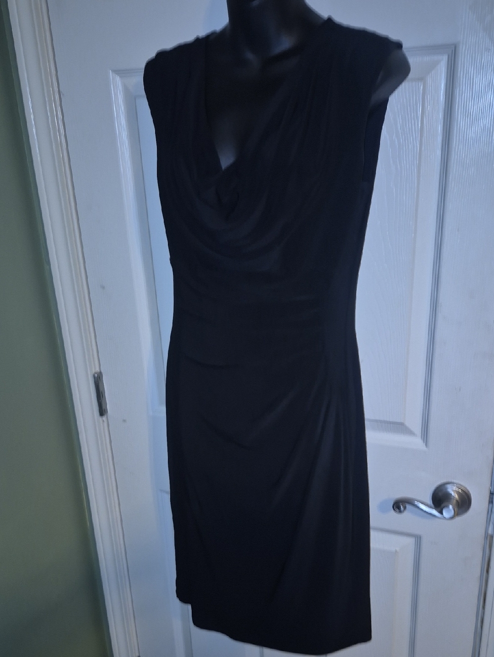 Ralph Lauren Black Sleeveless Cowl-Neck Midi Dress